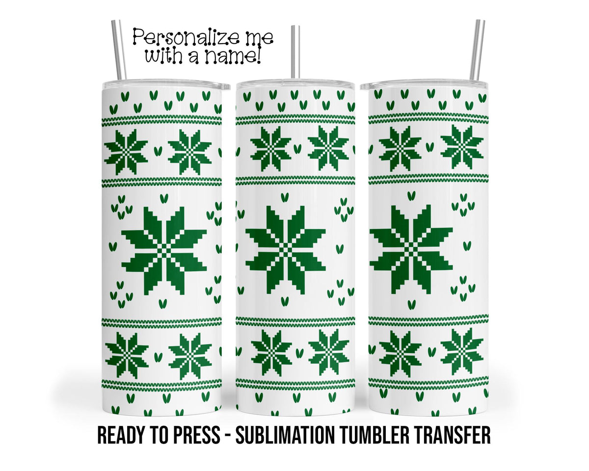 Knitted Christmas Sublimation Tumbler Transfer Print For 20 oz - 30 oz Tumbler - Ready To press - Heat Transfers