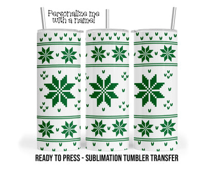 Knitted Christmas Sublimation Tumbler Transfer Print For 20 oz - 30 oz Tumbler - Ready To press - Heat Transfers