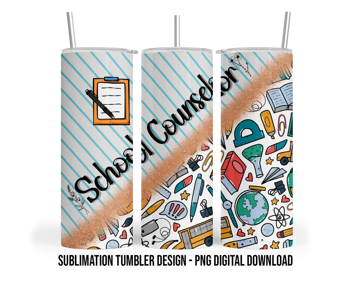 School Counselor 20oz Sublimation Tumbler Design - PNG Digital Download