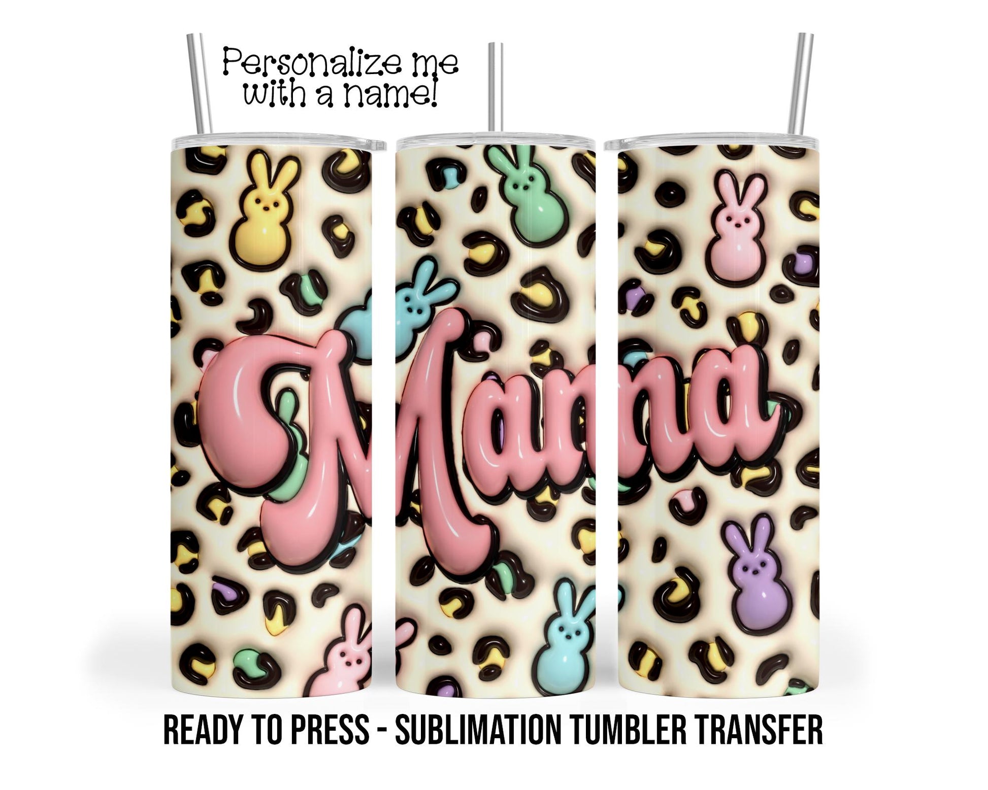 Easter Mama 3D Sublimation Transfer Print For 20 oz or 30 oz Tumbler Ready To press - Heat Transfers