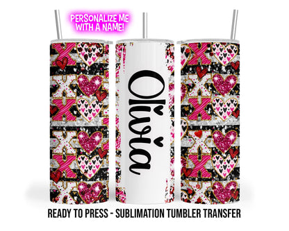 Sublimation Tumbler Transfer Print 20oz Tumbler, Ready To press Heat Transfer | Personalized Tumbler Wrap with Name Valentines Day Wraps