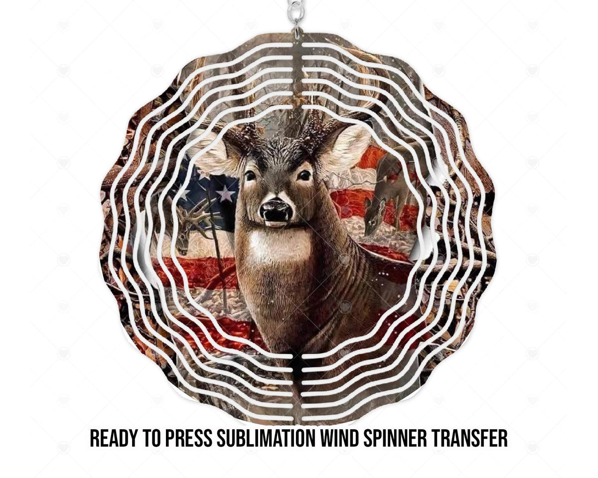 Wind Spinner Sublimation Ready To press Heat Transfer | Buck, Deer Hunter Wind Spinner Transfer