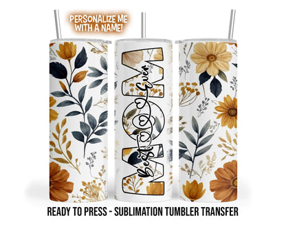 Sublimation Transfer Print For 20 oz Tumbler - 30 oz Tumbler - Ready to Press - Heat Transfers | Best Mom Ever | Mothers Day Tumbler Wraps