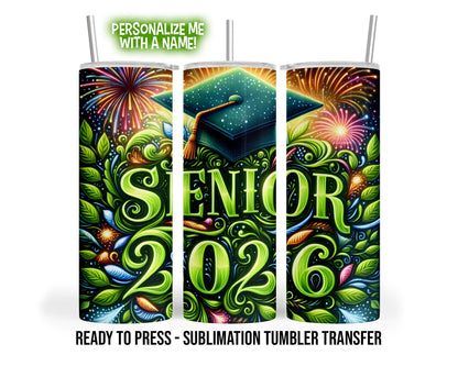 Sublimation Tumbler Transfer Print 20oz Tumbler, Ready To press Heat Transfer | Senior 2026 | Class of 2026 Tumbler Wraps