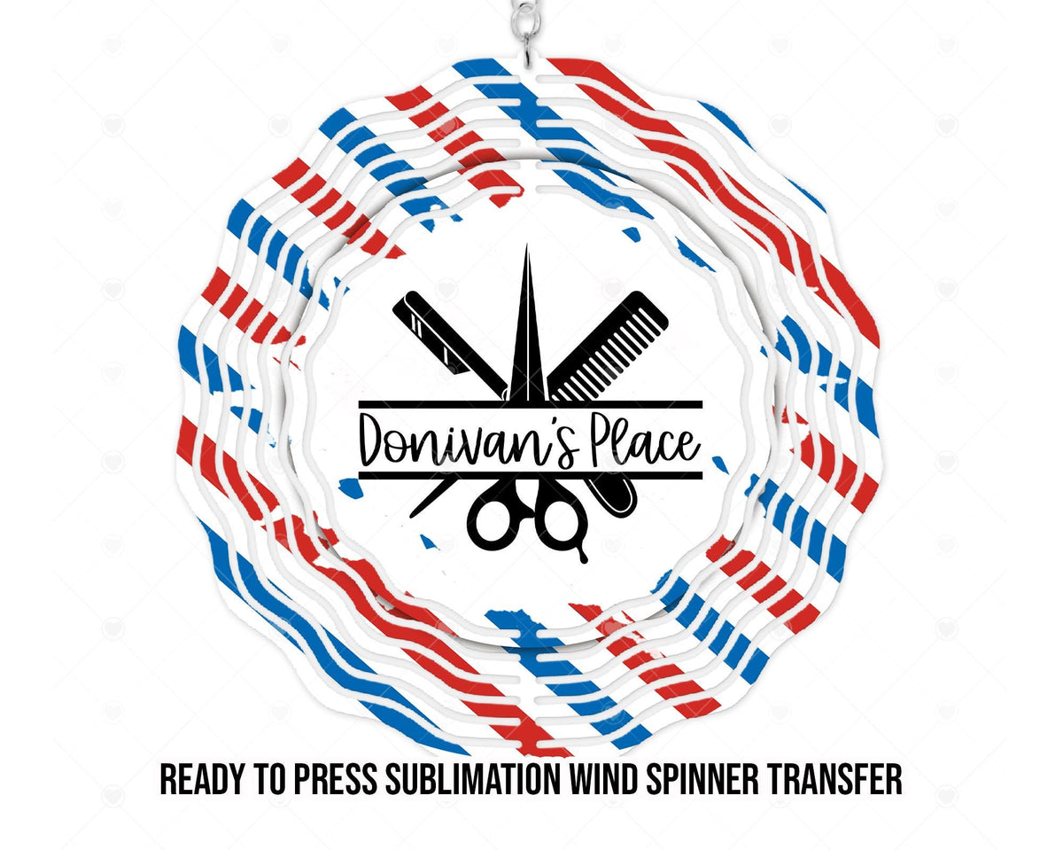 Wind Spinner Sublimation Print, Ready To press Heat Transfer | 8 in and 10 in sizes available | Barber | Hair Stylist | Barber Stripes