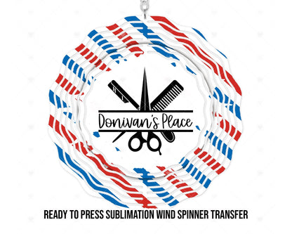 Wind Spinner Sublimation Print, Ready To press Heat Transfer | 8 in and 10 in sizes available | Barber | Hair Stylist | Barber Stripes