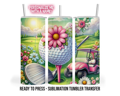 Sublimation Tumbler Transfer Print For 20 oz Tumblers - 30 oz Tumblers - Ready To press - Heat Transfers | Lady Golfer | Women's Golf Tour