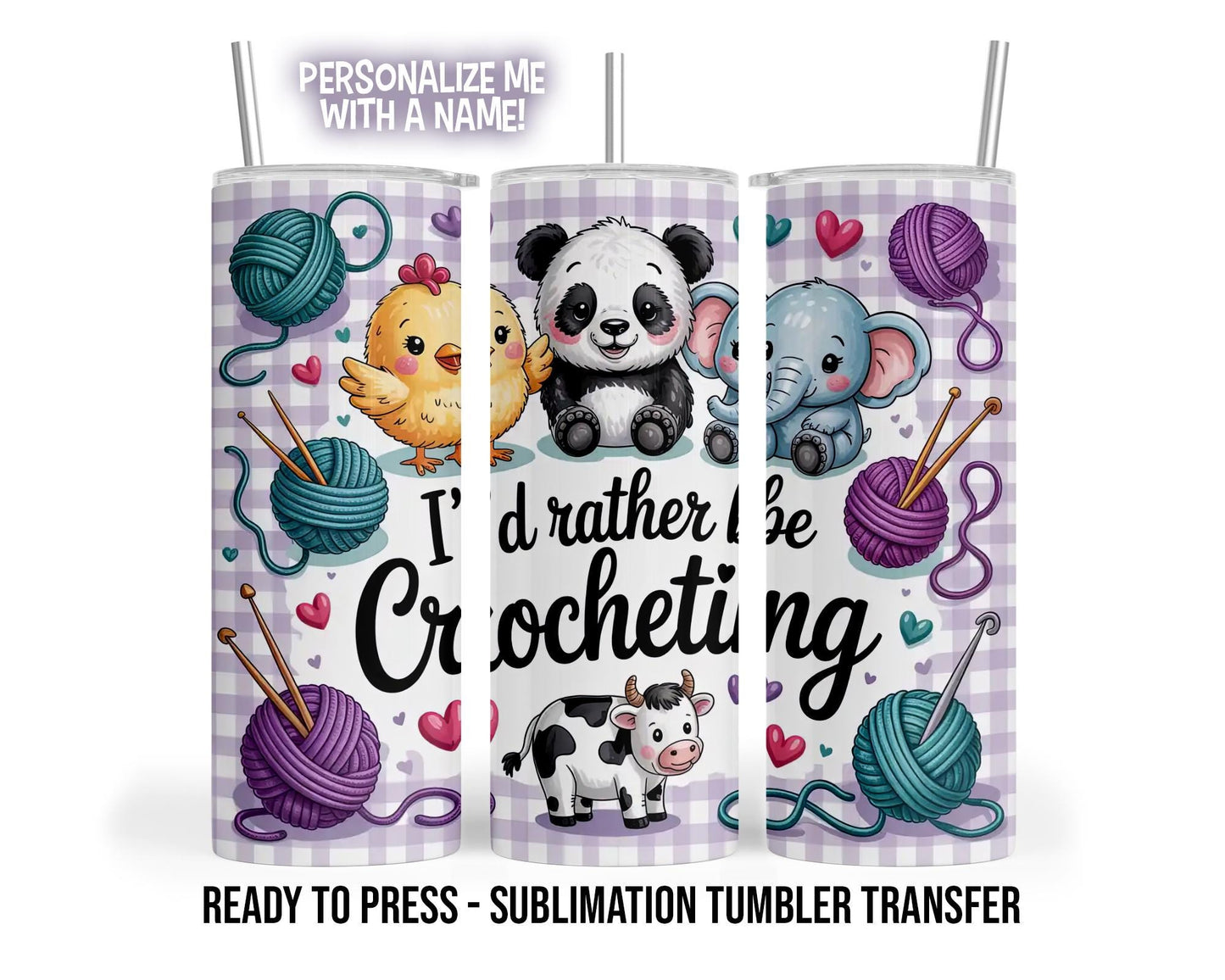 Crochet Sublimation Transfer Print For 20 oz Tumblers - 30 oz Tumblers - Ready To press - Heat Transfers