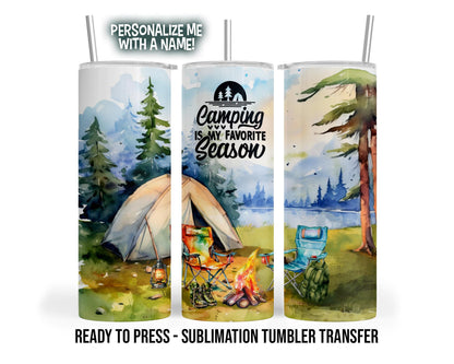 Camping Season Sublimation Tumbler Transfer, Ready to Press Wrap