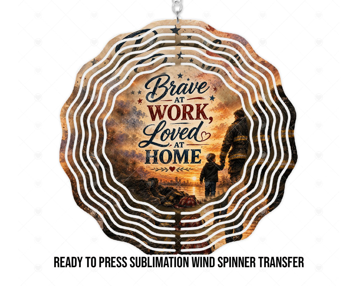 Fathers Day Wind Spinner Sublimation Ready To press Heat Transfer, Father and Son Design