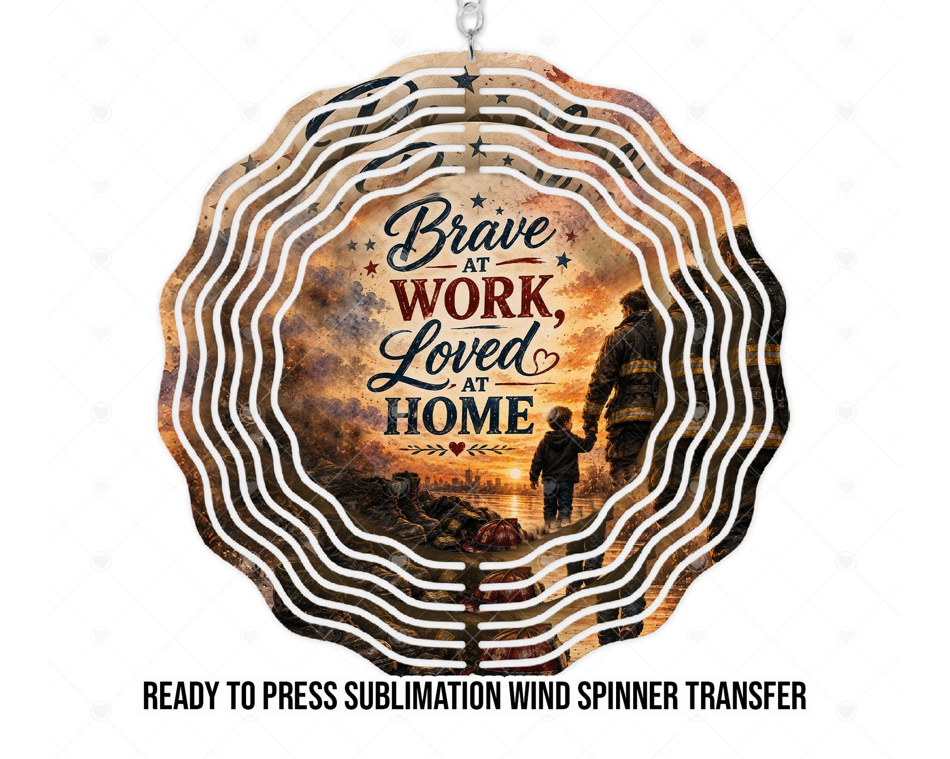 Fathers Day Wind Spinner Sublimation Ready To press Heat Transfer, Father and Son Design