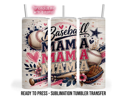Sublimation Tumbler Transfer Print, Ready To Press Heat Transfer Patriotic Mom, Baseball Tumbler Transfers