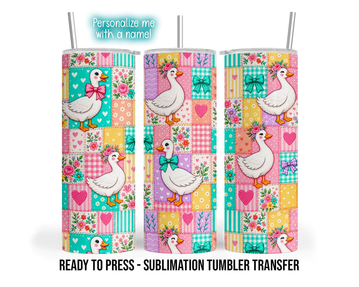 Sublimation Tumbler Transfer Print 20oz Tumbler, Ready To press Heat Transfer, Goose Tumbler Wrap, Goose Quilted Pattern