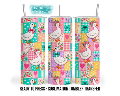 Sublimation Tumbler Transfer Print 20oz Tumbler, Ready To press Heat Transfer, Goose Tumbler Wrap, Goose Quilted Pattern