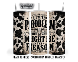 Cow Print Longhorn Skull Tumbler Sublimation Transfer -  -, 20oz and 30oz Transfers, Ready to Press