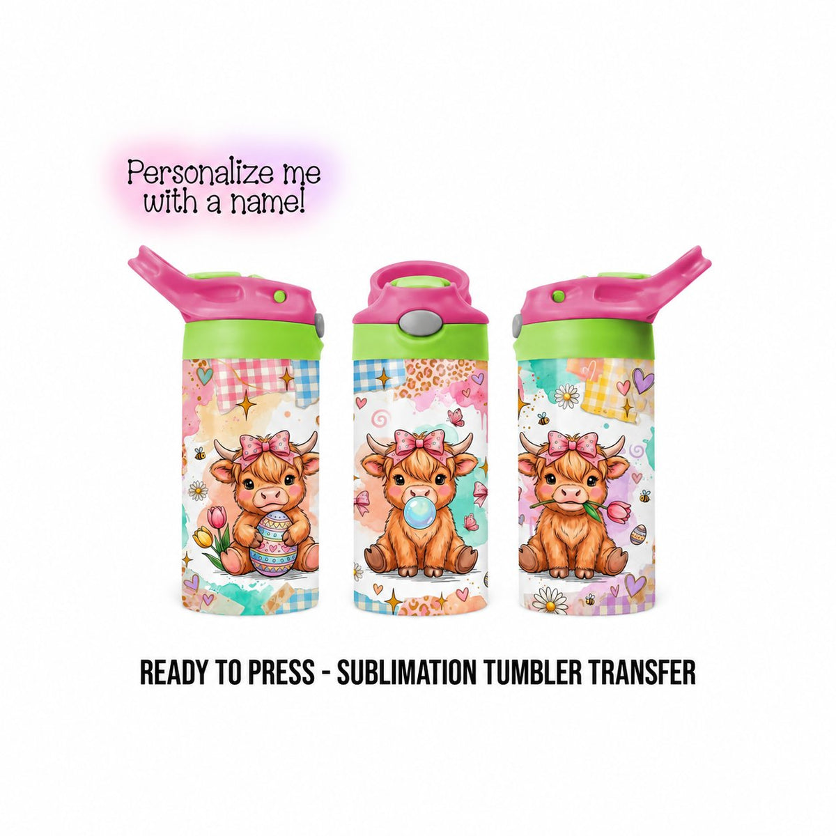 12 oz kids sublimation transfer mockup with personalization option