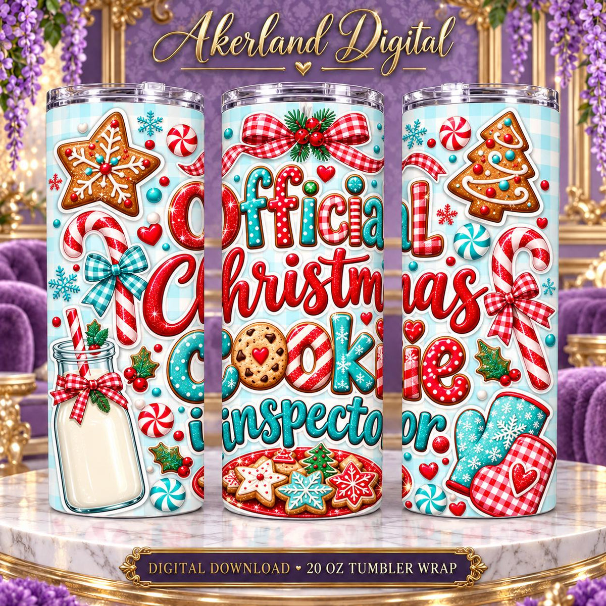 Official Cookie Inspector Christmas Tumbler Wrap PNG 20oz