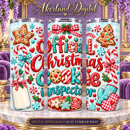 Official Cookie Inspector Christmas Tumbler Wrap PNG 20oz