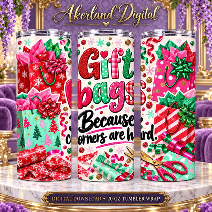 Gift Bags for Everyone Christmas Tumbler Wrap PNG 20oz