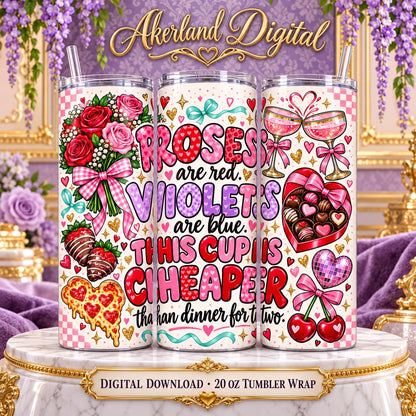 Roses Are Red Funny Valentine Tumbler Wrap PNG 20oz