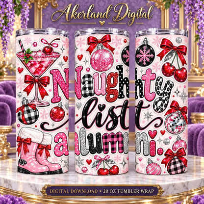 Naughty List Alumni Christmas Tumbler Wrap PNG 20oz